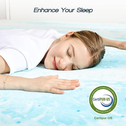 Sweetcrispy Memory Foam Mattress Topper King, 2 Inch Thick Gel Infused Cooling Toppers Pad for King Size Bed, Sleeper Sofa, RV, Camper, CertiPUR US Certified, Ventilated and Breathable