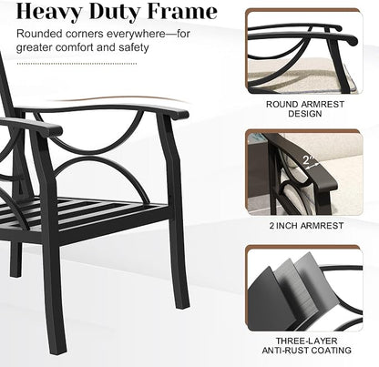 FansaFurn 3 Seats Outdoor Patio Furniture Set, Outdoor Metal Sectional Furniture with Cushions, Outdoor Conversation Set with Coffee Table for Deck, Balcony, Backyard, Garden, Black