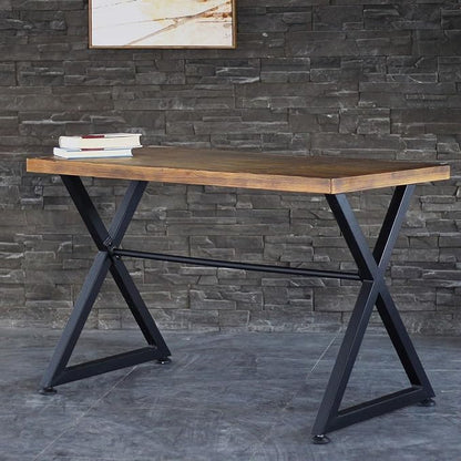 Computer Desk Contemporary Industrial Table for Home Office and Hallway, Black Wood Top with Metal Legs, Sturdy Hardwood Construction, 30" H x 47.2" W x 23.6" D, Some Assembly Required