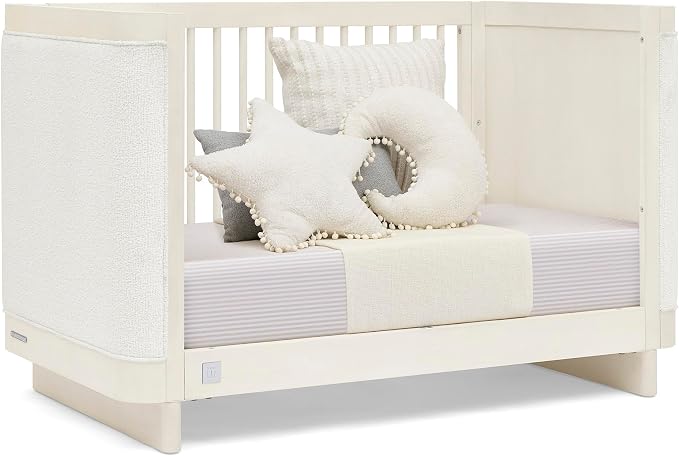 Delta Children babyGap Callie 4-in-1 Upholstered Crib - Greenguard Gold Certified, Antique White/White Boucle