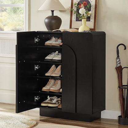 ONBRILL Shoe Storage Cabinet with Doors, Large Shoe Cabinet Storage for Entryway, Wooden 6 Tier Shoe Organizer Cabinets with Adjustable Shelves for Entrance Hallway Living Room Foyer