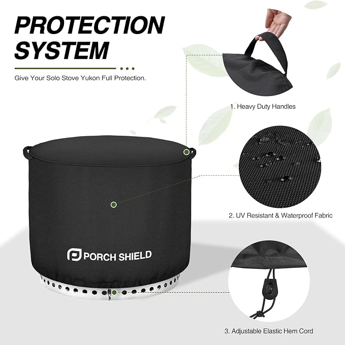 Porch Shield Fade Resistant Solo Stove Bonfire Cover - Waterproof Patio Fire Pit Cover Round 22 inch Fits for Small Firepit Solo Stove Bonfire