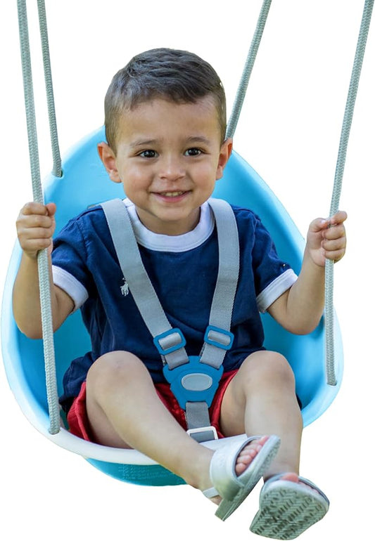 Swurfer Coconut Toddler Swing – Comfy Baby Swing Outdoor, 3- Point Adjustable Safety Harness, Secure, Safe Quick Click Locking System, Blister-Free Rope, Easy Installation, Ages 6-36 Months