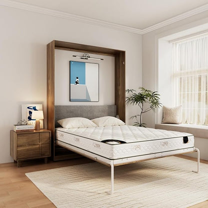 Bobve Farmhouse Murphy Bed Queen, 85" Wall Bed Folds to Save Space, Concealed Bed Frame with Hydraulic Rod and Wall Mounted Features for Apartment/Office/Guest Room