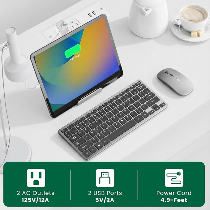 27" LED Nightstand Set 2 with Charging Station & 3 Drawers, White | Solid Wood and Steel Frame, 2 AC Outlets, 2 USB Ports, RGB App Control, Open Storage, Adjustable Feet, for Bedroom or Office