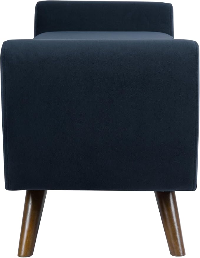 HomePop 60" Modern Storage Bench with Wood Legs - Blue Velvet