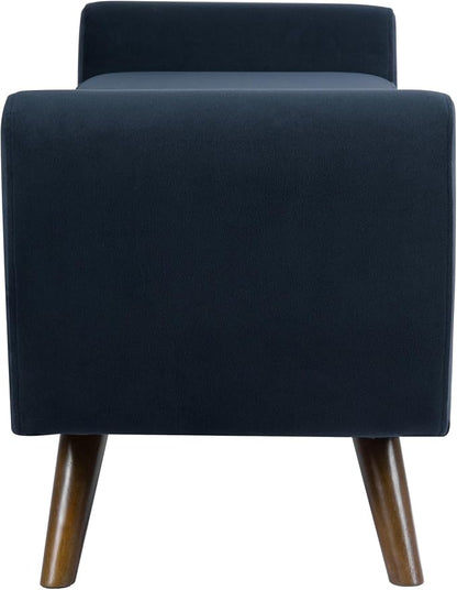 HomePop 60" Modern Storage Bench with Wood Legs - Blue Velvet