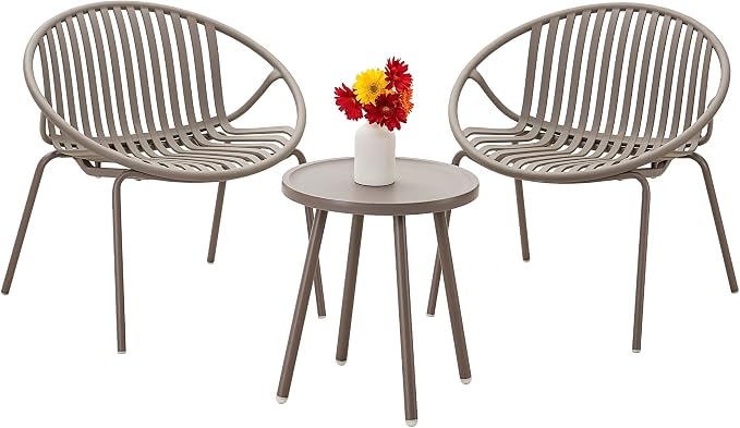 Werph Patio Furniture Set, 3 Pieces Outdoor Furniture with Bistro Table and Chairs Set of 2, Outdoor Patio Set with Porch Chairs and Table, Deck Conversation Set for Garden Poolside