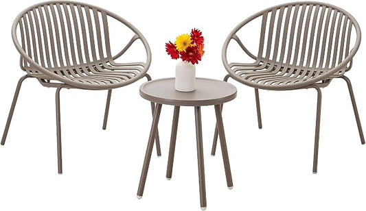 Werph Patio Furniture Set, 3 Pieces Outdoor Furniture with Bistro Table and Chairs Set of 2, Outdoor Patio Set with Porch Chairs and Table, Deck Conversation Set for Garden Poolside