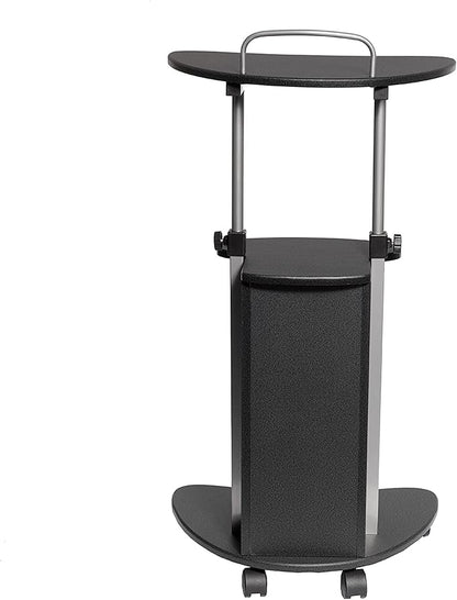 Techni Mobili Sit-to-Stand Rolling Adjustable Height Laptop Cart with Storage, Graphite, 22 x 16 x 46