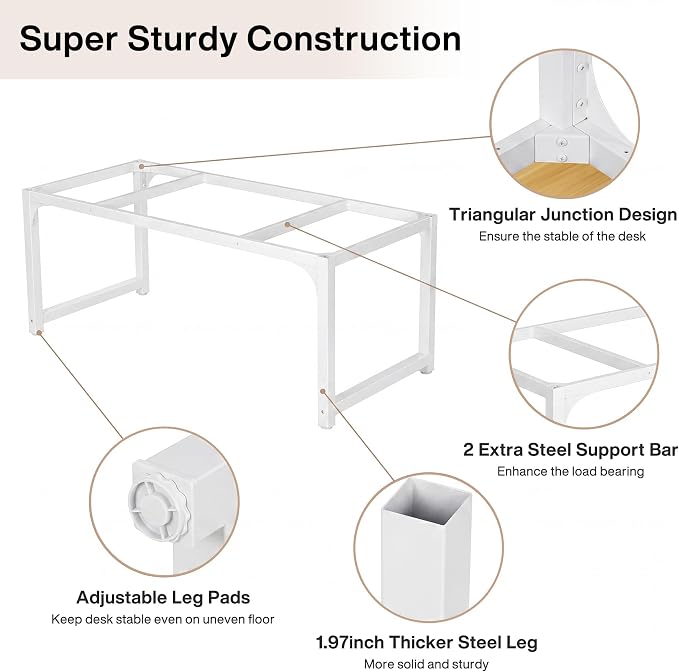 Tribesigns Modern Computer Desk, 63 x 31.5 inch Large Office Desk Computer Table Study Writing Desk Workstation for Home Office, Light Walnut/White