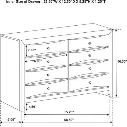 Coaster Home Furnishings Briana Transitional 5-Piece Bedroom Set Eastern King Size Storage Bookcase Bed Frame 56-inch Headboard Black 202701KE-S5