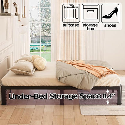 Bilily 10 Inch Low Bed Frame King with Round Corner Legs,3500 LBS Heavy Duty Low Profile King Size Bed Frame Metal Platform, No Box Spring Needed, Easy Assembly, Noise-free, Headboard Compatible,Black