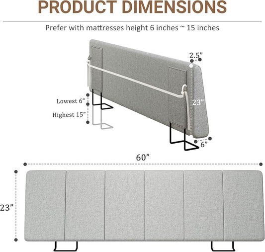 Queen Size Headboard Only-No Assembly, Upholstered Headboard Queen Size Linen Fabric Modern Style Headboards Extra-Thick, Light Gray