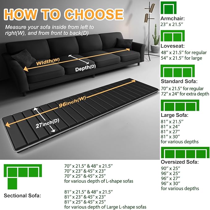 LAVEVE Heavy Duty Couch Cushion Support Board for Sagging Sofa, 27''x96'' Extra Thick Solid Wood Under Couch Insert with Anti-Slip Dots, Perfectly Fix and Protect Oversized Sofa, Extend Couch Life