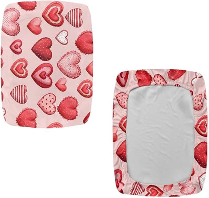 Pink Bar Stool Covers Mothers Day Heart Bar Stool Cover Rectangle Set of 2 Stretch Vanity Chair Cover for Living Room Kitchen Counter Foot Bench Covers Rectangular