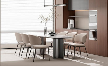 Dining Chairs Modern High Backrest Comfortable, Fashion Upholstered Kitchen Chair Armless Dinner Chair with Metal Legs for All Rooms (Light Grey, Set of 6)