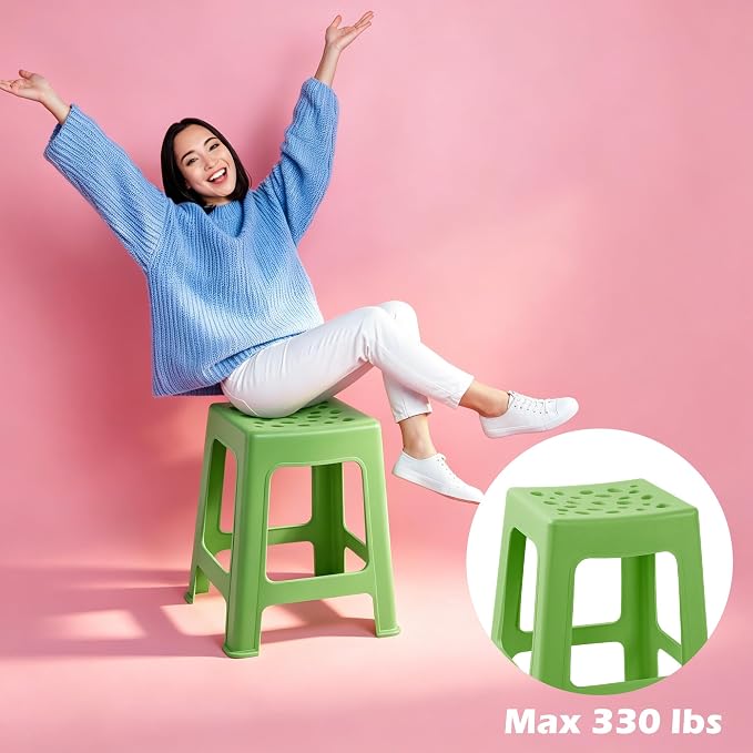 TURSTIN 12 Pack Plastic Stack Stools, 16.9 Inch Stackable Nesting Stools, 6 Mixed Colors Portable Stacking Backless Bar Stool Flexible Seating Chairs for Office Home