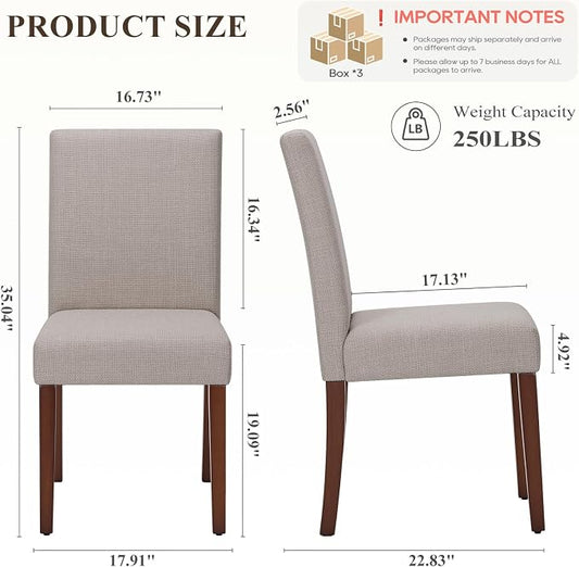 MALOL Upholstered Dining Chairs Set of 6, Modern Fabric Dining Room Chair, Wooden Dining Chair, Kitchen Side Chairs, Farmhouse Dinner Chair with High Back for Kitchen, Brown
