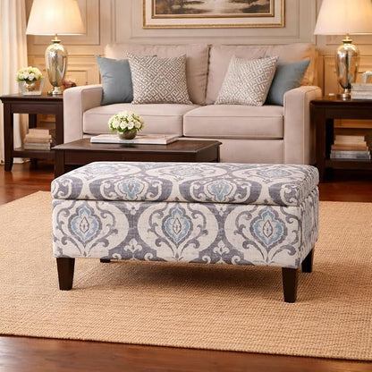 HomePop 36" Storage Ottoman Bench with Hinged Lid - Slate Damask