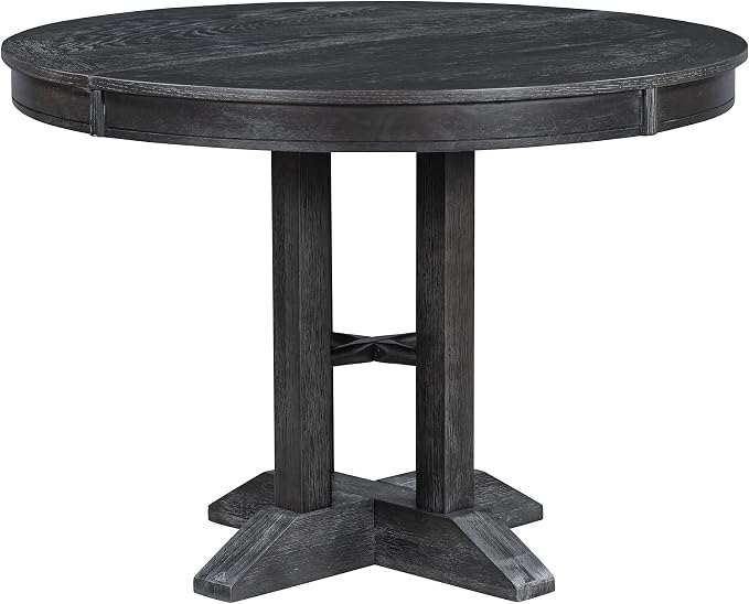 Ball & Cast Farmhouse Extendable Dining Table for 4-6, 42"-56" Extendable Kitchen-Table with a 14" Leaf, Round Ellipse Retro Wood Dining Room-Table w/Removable Leaves,Space Saving, Espresso