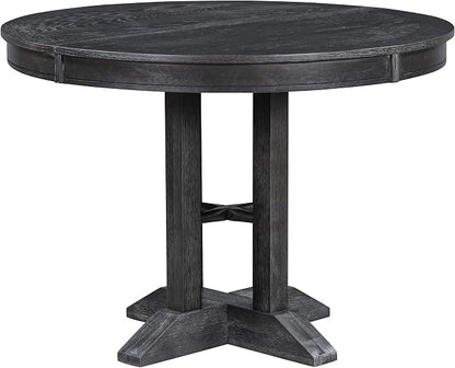 Ball & Cast Farmhouse Extendable Dining Table for 4-6, 42"-56" Extendable Kitchen-Table with a 14" Leaf, Round Ellipse Retro Wood Dining Room-Table w/Removable Leaves,Space Saving, Espresso