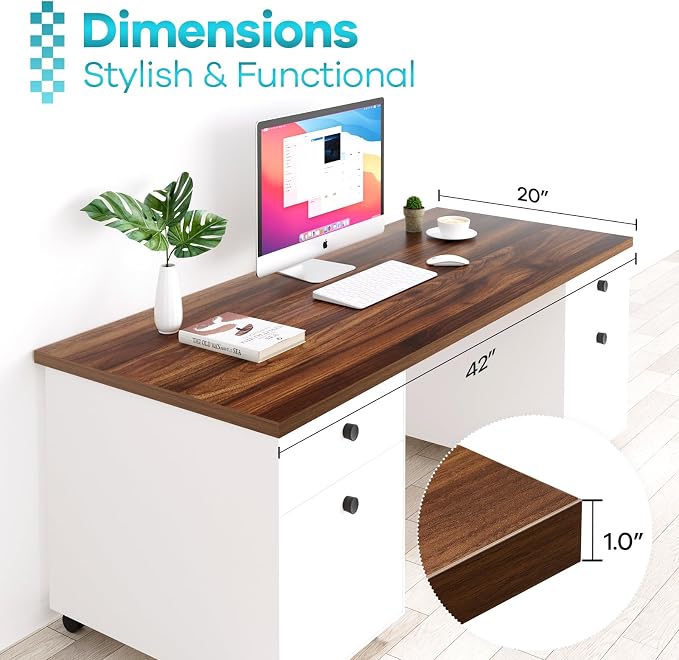 Kaboon 42x20 inches Tabletop, Solid One-Piece Desktop for Sit Stand Desk, Double Desks, L Desk DIY,Wood Countertop Home or Commercial Use,1 inch Thick, Dark Walnut