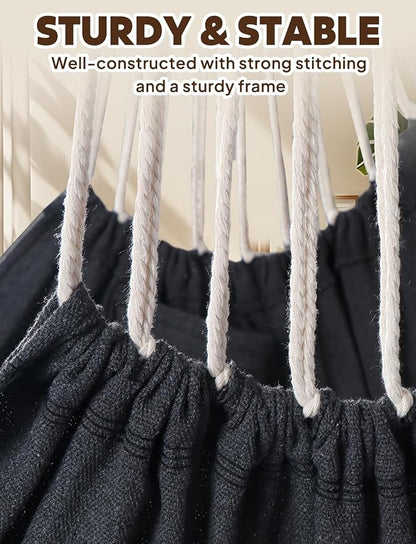 Chihee Hammock Chair Hanging Swing 2 Pillows Included,Strong Webbing Straps and Hooks for Easy Hanging Soft Cotton Hanging Chair Side Pocket Tassel Chair Comfort Indoor Outdoor Dark Grey