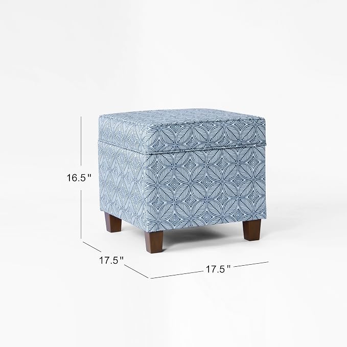 HomePop 18" Classic Square Storage Ottoman - Blue Indigo Print