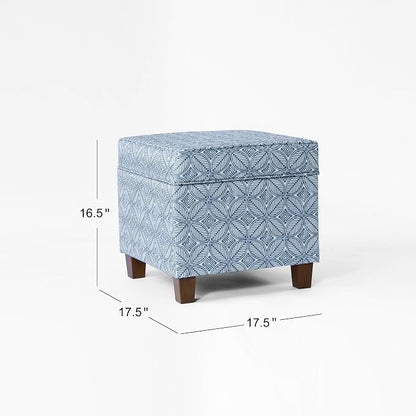 HomePop 18" Classic Square Storage Ottoman - Blue Indigo Print