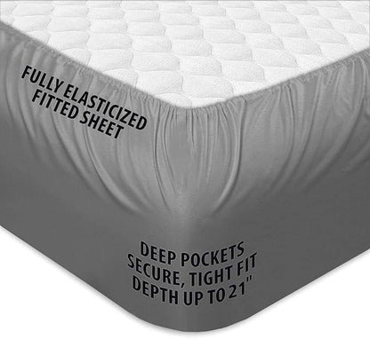 COONP Queen Mattress Topper, Extra Thick Pillowtop, Cooling Plush Mattress Pad Cover Bed Topper Protector with 8-21 Inch Deep Pocket (Grey, Queen)