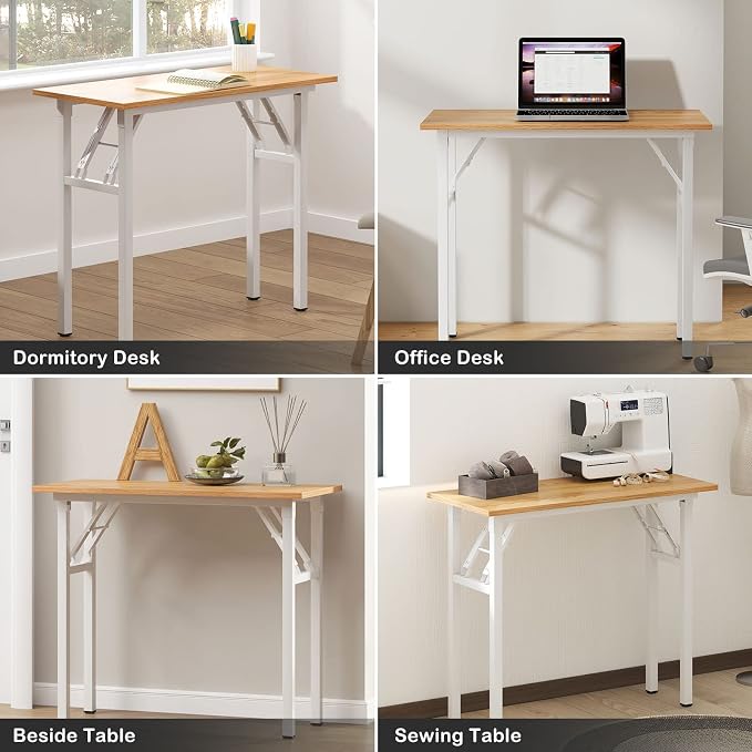 Need Small Desk, 31.5 x 15.7 Inches No Assembly Foldable Writing Table,Sturdy and Heavy Duty Folding Computer Desks for Small Space/Home Office/Dormitory AC5BW(80 * 40)