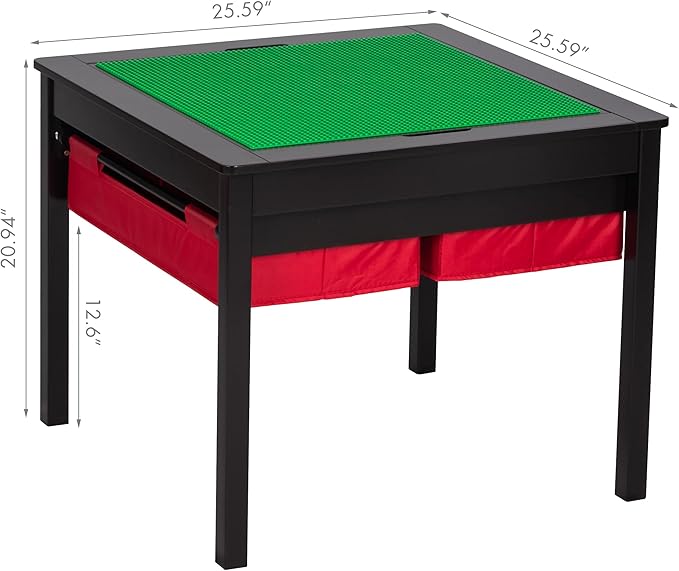 UTEX 2 in 1 Kids Construction Play Table with Storage Drawers and Built in Plate (Espresso)