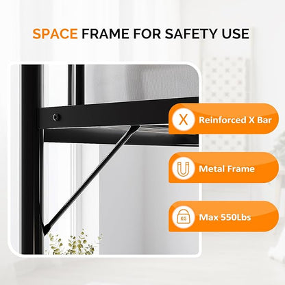 VINGLI Queen Loft Bed with Flat Rungs for Adults, Kids and Young Teens, No Box Spring Required,Heavy Duty Metal Slat Support, Cloud White