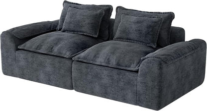 Hobestluk 87" Cloud Sectional Couch Loveseat with Deep Seat 2-Seater with Removable Cover Large Sofa Couch for Living Room (Blue Grey, Loveseat Sofa)