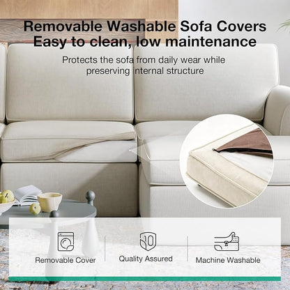 Novilla 108" Modular Sectional Sofa, Modular Sectional Couches for Living Room Bedroom, Chenille Removable Cover Cloud Couch Sectional with Smarts Coil® Support L-Shaped Couch(Beige, 3 Seater)