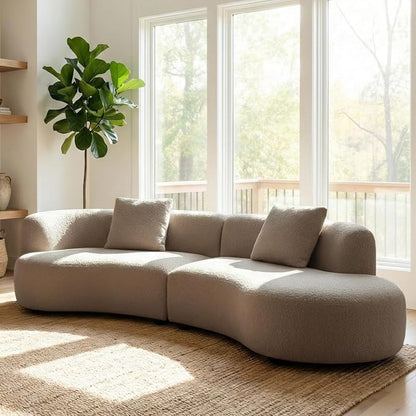 Acanva Formia Boucle Curved Sectional Couch for Living Room | Modular Sofa, Modern Minimalist, Wood Frame, For Apartment, Home Office