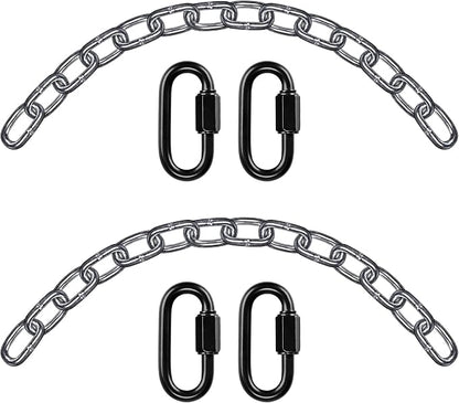 BeneLabel 2Pcs 28 inch Silver Hanging Chain Kits with 4 Carabiners 1000 LB Capacity Heavy Duty Hanging Hammock Chair Hardware Swing Extender Chain for Hanging Chair, Punching Bags, Porch Swing