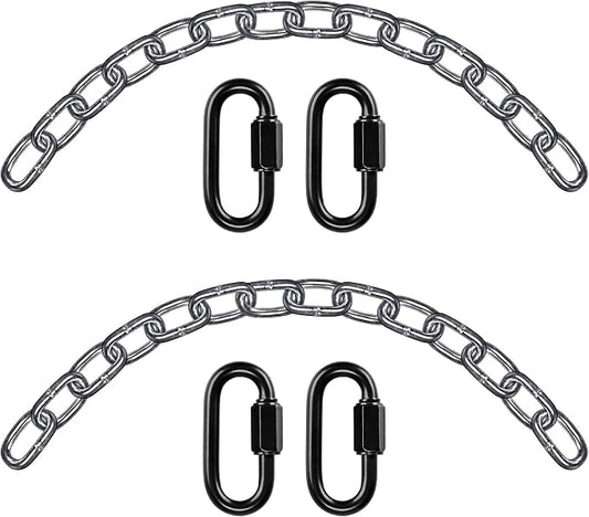 BeneLabel 2Pcs 28 inch Silver Hanging Chain Kits with 4 Carabiners 1000 LB Capacity Heavy Duty Hanging Hammock Chair Hardware Swing Extender Chain for Hanging Chair, Punching Bags, Porch Swing