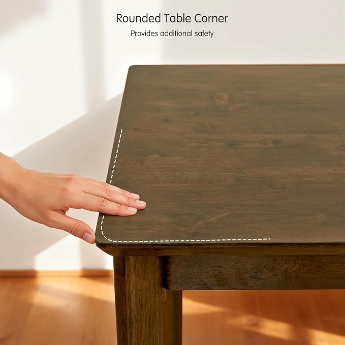 Hokway Dining Table for 4, 43 Inch Rectangular Solid Wood Kitchen Table for Small Space, Modern Dinner Table for Dining Room, Living Room, Office, Oak