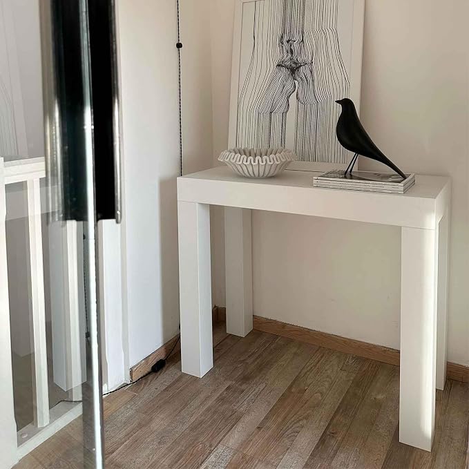 Mobili Fiver, First, Extendable Console Table 17.7(120) x35.4 in, Ashwood White, Made in Italy