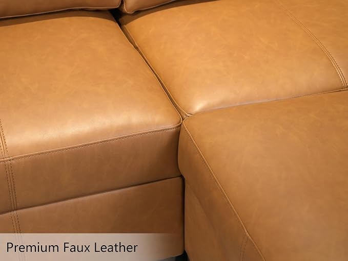 EASE MOOSE Faux Leather Sectional Sofa Modular Faux Leather Couch with Storage Convertible Sleeper Sectional Sofa