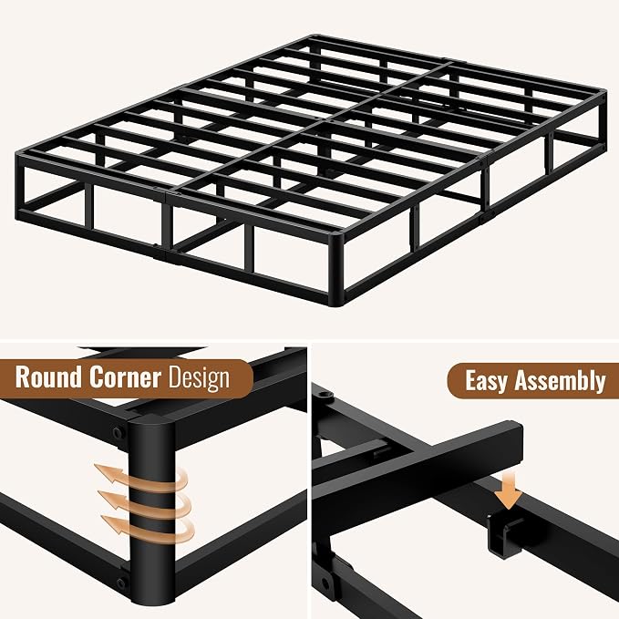 King Size 10 Inch Box Spring - Heavy Duty Metal Mattress Foundation (2500lbs Capacity), Noise-Free, Easy Assembly with Removable Fabric Cover