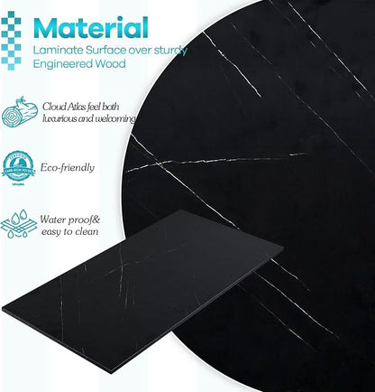 Kaboon Universal Tabletop 55"x20", Solid One-Piece Melamine Table Top, Double Desk L-Desk DIY, Home and Office,Cloud Atlas/Black Marble