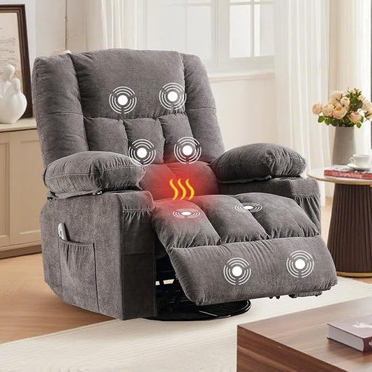 MAHOMICO Recliner Chair with Cup Holders for Living Room Single Seat Manual Oversized Recliner with Ergonomic, Side Pocket for Adult