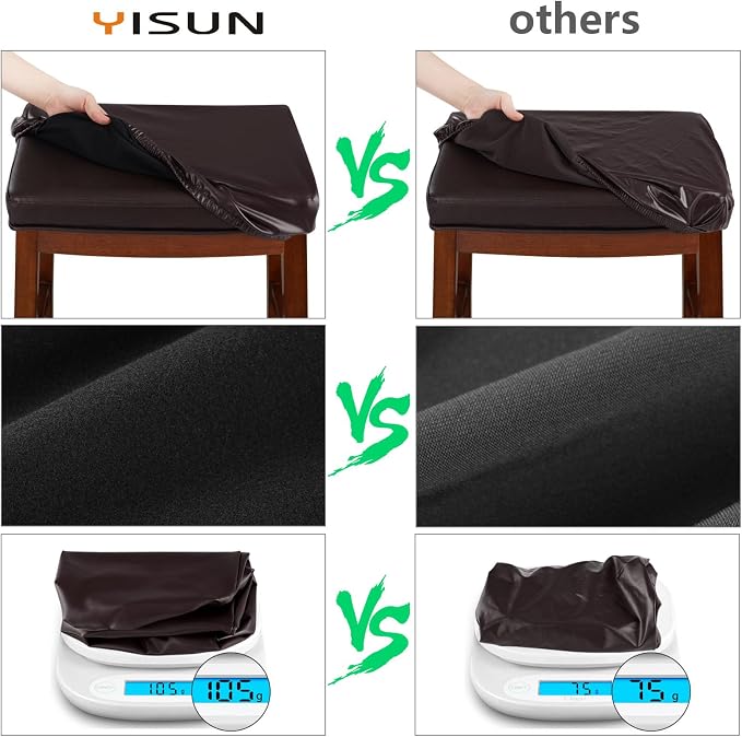 YISUN Stool Covers Rectangle - 2 Pack Stretch Oilproof Waterproof PU High Chair Cover Vanity Stool Cover Pub Counter Bar Stool Covers Saddle Seat Cover with Elastic Bands