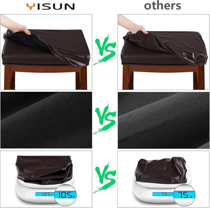 YISUN Stool Covers Rectangle - 2 Pack Stretch Oilproof Waterproof PU High Chair Cover Vanity Stool Cover Pub Counter Bar Stool Covers Saddle Seat Cover with Elastic Bands