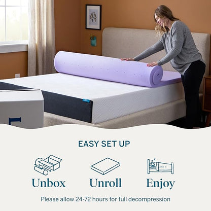 Lucid® 2" Lavender Memory Foam Mattress Topper – CertiPUR-US®, King