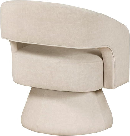 Lexicon 360 Degree Swivel Accent Chair, Modern Comfy Velvet Round Barrel Chair, Open Back, Plush Foam Cushions, Metal Swivel Base for Living Room/Bedroom/Office/Small Spaces, Taupe