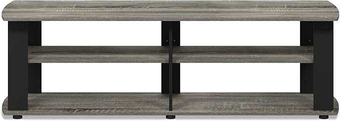 Furinno Nelly TV Stand, 3-Tier Entertainment Center with Open Shelves Storage, TV Console for TV up to 50 Inch, Soft Edges, for Living Room, Bedroom, French Oak
